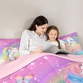 thumbnail image 4 of Erosebridal Kawaii Unicorn Kids Queen Comforter Set,Dreamy Princess Style Bedding Comforter Set For Girls,Reversible Pink 3-Piece, 4 of 7