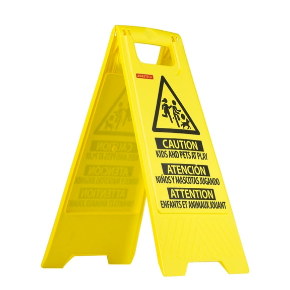 JORESTECH Two-Sided Folding Floor Safety Multi-lingual Sign – “Kids at Play” (1 Unit)