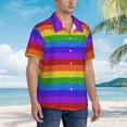 thumbnail image 2 of Lsque Colorful Glitter Rainbow pattern Hawaiian Shirt for Men, Unisex Summer Beach Casual Short Sleeve Button Down Shirts-Small, 2 of 9
