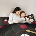 thumbnail image 5 of Homewish Modern Ball Sports Queen Comforter Set for Boys, Black Red Baseball Bedding Sets, Chic Abstract Ombre Reversible Bedding Comforter Set, Breathable Home Decor, 3pcs, 5 of 8