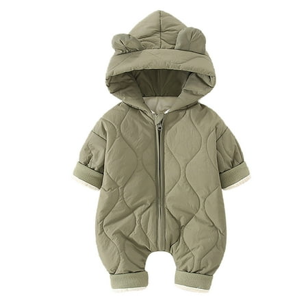 

Girls Jumpsuits Romper Padded Hooded Bears Ears Long Sleeve Cute Cartoon Romper Solid Color Zipper Halloween Baby Clothes Green 0 3 6 12 18 Months-3 6 12 18 24 Months