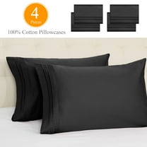 PiccoCasa 4 Pcs 100% Combed Cotton Soft Luxury Solid Pillow Case King Black