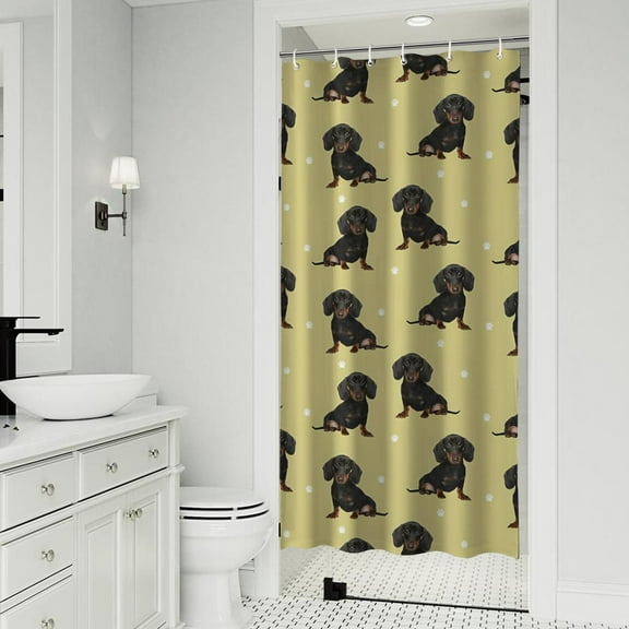 Dachshund Footprint Shower Curtain 36"x72" ,Bathroom Decorative Shower Curtains Set with 12 Hooks,Modern Waterproof Washable Shower Curtain