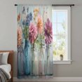 thumbnail image 4 of Spring Flowers Sheer Curtains 63 Inches Long, Farmhouse Watercolor Floral Leaves Light Filering Curtains, Breathable Simi Curtain Privacy Drapes for Living Room Bedroom Lightweight Window Treatment, 4 of 9