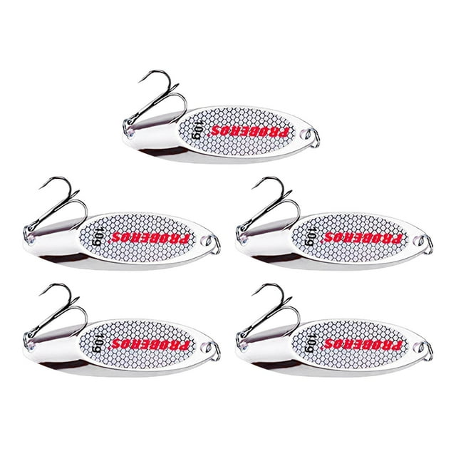 5 cucharas de pesca, señuelos de pesca para lances a gran distancia con anzuelos para jigging Plata 10g