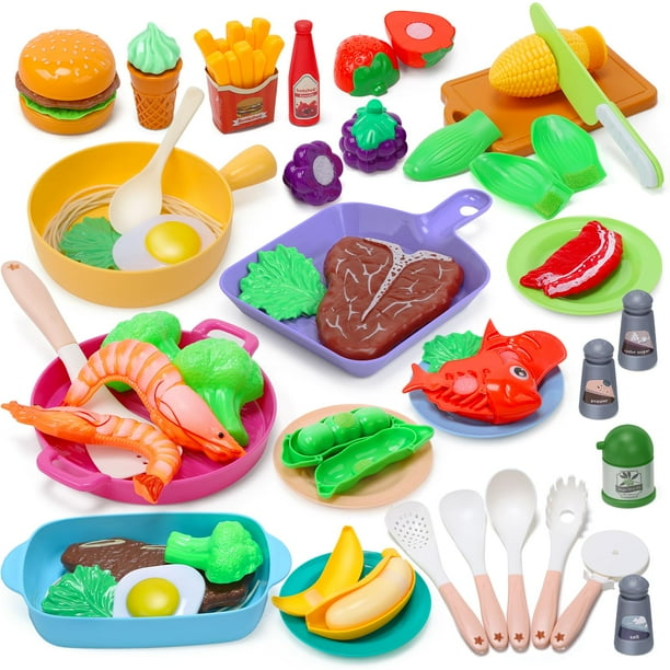 Juego de juguetes de cocina Play CUTE STONE Kids con utensilios de cocina y comida