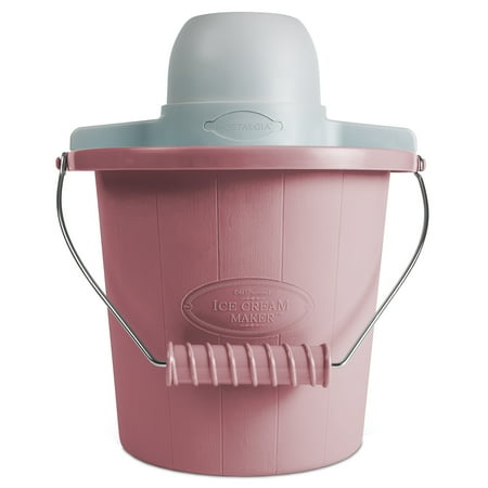 Nostalgia Electric Ice Cream Maker with Easy-Carry Handle Makes 4-Quarts of Ice Cream  Frozen Yogurt or Gelato in Minutes  Pink