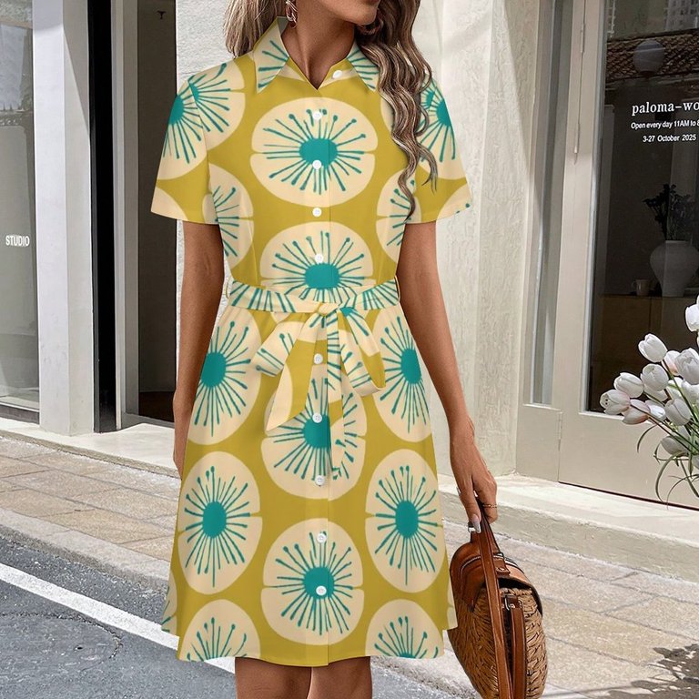 mustard a line dress MUSTARD YELLOW AJRAKH 