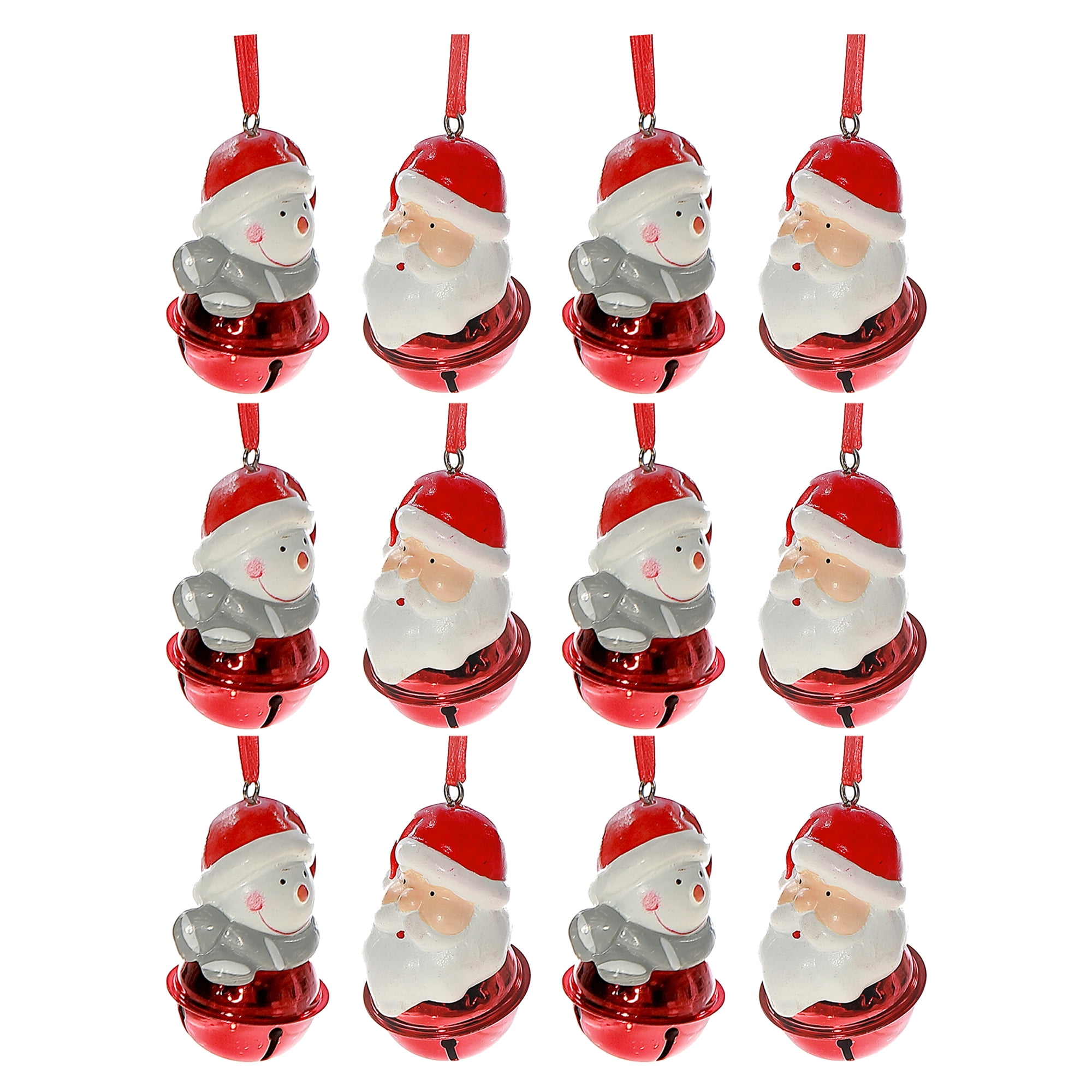 Polyresin Christmas Figure With Bell Ornament (Asstd) - Set of 12