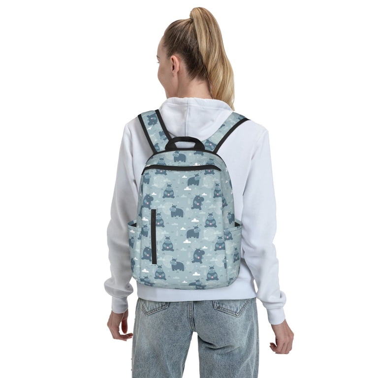 Defioc Cute Hippopotamus Pattern Travel Laptop Backpack  display picture 1