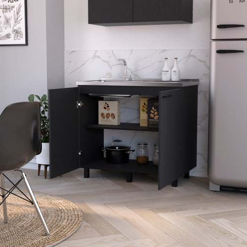 Black 2 Utility Sink and Cabinet