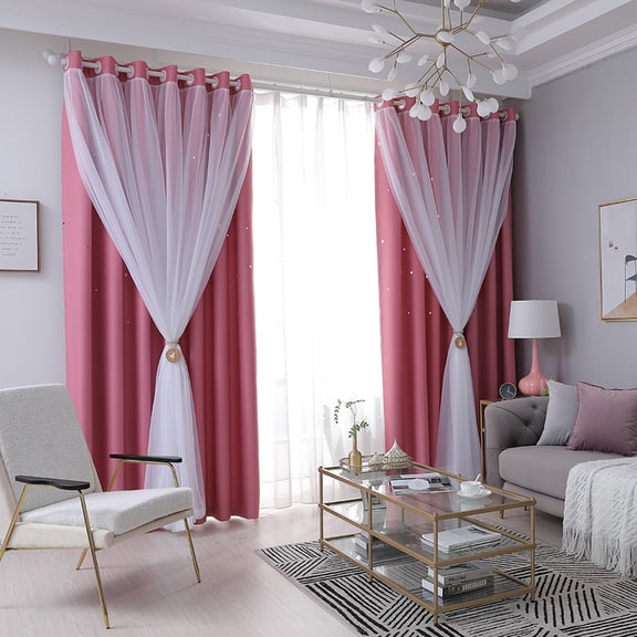 MUSEYA 1Pcs Blackout Curtains for Women Modern Polyester Curtain Living Room - Pink