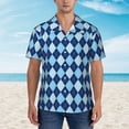 thumbnail image 2 of Logiee Blue Squares Print Mens Hawaiian Shirts,Loose-Fit Short Sleeve Button Down Tropical Aloha Beach Shirt,Summer Vacation Wedding Tops,3X-Large, 2 of 7