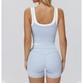 thumbnail image 3 of PISONIC Women Two Piece Workout Sets Color Block Backless Tank Top and High Waist Booty Lifting Shorts Gym Yoga Active Outfits, 3 of 7