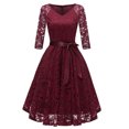 thumbnail image 1 of Vestido plisado de encaje de ganchillo de mujer vintage Vestido de fiesta de noche Irfora borgoña/XXL, 1 of 7