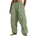 thumbnail image 1 of Mens Pants, Mens Fashion Drawstring Elastic Waist Solid Color Casual Length Pants, 1 of 5