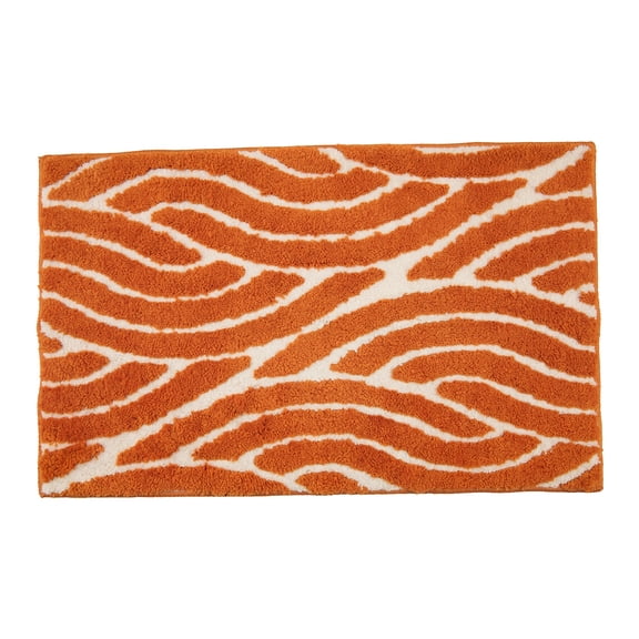 REGALWOVEN Geometric Bathroom Rug - 3D Textured Plush Bath Mat, Ultra Soft Absorbent Microfiber Shower Rug,Machine Washable Orange 24" x 16"