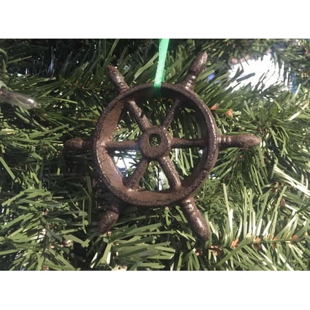 New Christmas Color Wheel Cast Iron Ship Wheel Decorative Christmas Ornament 4