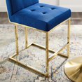 thumbnail image 5 of Counter Stool Chair, Velvet, Metal Steel, Gold Blue Navy, Modern Contemporary Urban Design, Bar Pub Cafe Bistro Hotel Restaurant Hospitality, 5 of 8