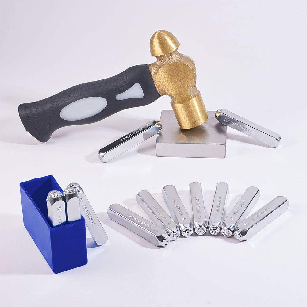 12 Pack (6mm 1/4") Metal Design Stamps Punch Stamping Tool (Holiday with Animal Theme) - Electroplated Hard Carbon Steel Tools to Stamp/Punch Metal Jewelry Leather Wood for DIY