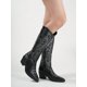 thumbnail image 3 of Women's Vintage Embroidery Detail Chunky Heel Western Boots, Black Over The Knee Velvet Winter Outdoor Warm Boots, 3 of 5