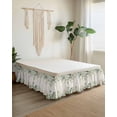 thumbnail image 2 of Retro Eucalyptus Leaves Ruffle Bed Skirt California King Size Sage Green Leaf Summer Plants Linen Adjustable Elastic Dust Bed Skirts Wrap Around Bedskirt Wrinkle Free Easy Fit with 18 Inch Drop, 2 of 8