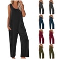 thumbnail image 5 of Qeaghou Women's Loose Jumspuits Summer Sleeveless Adjustable Strap Rompers Stretchy Wide Leg Long Pant Romper Jumpsuit With Pockets, 5 of 6