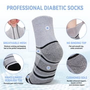 LOFIR Bamboo Viscose Diabetic Socks, Wide Non Binding Neuropathy Socks for Women & Men, 5 Pairs Ankle Seamless Socks, Size 11–13