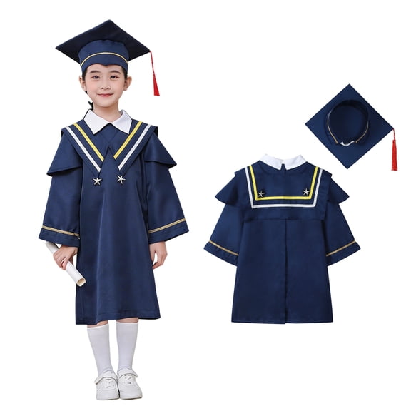 Girls Boys Graduation Cap and Gown with Tassel Navy Cap and Gown for Tween Tween Ceremony Party Gift 10-12 Years