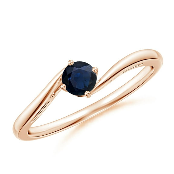 ANGARA Natural Round Blue Sapphire Solitaire Bypass Engagement Ring in 14K Rose Gold for Women (Size-4mm) | September Birthstone, Anniversary, Jewelry Gift for Women | Natural Blue Sapphire Ring