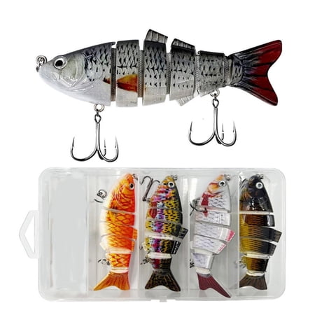 Youthyao 5 Pcs Fishing Lures Multi Jointed Swimbait Hard Baits Slow Sinking Simulated Swimming Lures for Freshwater Saltwater