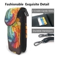 thumbnail image 2 of Cross-Body Bag Flip Phone Bag 7.6inx4.9in Durable Waterproof Pu Leather Small Size But Spacious Magnet Button Brown Tie-Dye Background Rainbow Colors (4), 2 of 5