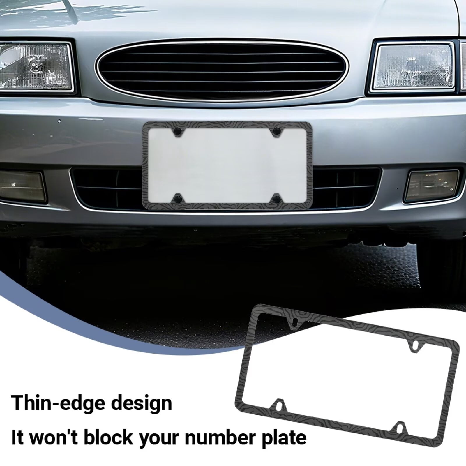 Jeiento Black Zebra Stripes License Plate Frame 2pcs License Plate Holder with Screw Caps (4 Holes) Auto Accessories Decoration Universal Car Frame for Women and Men