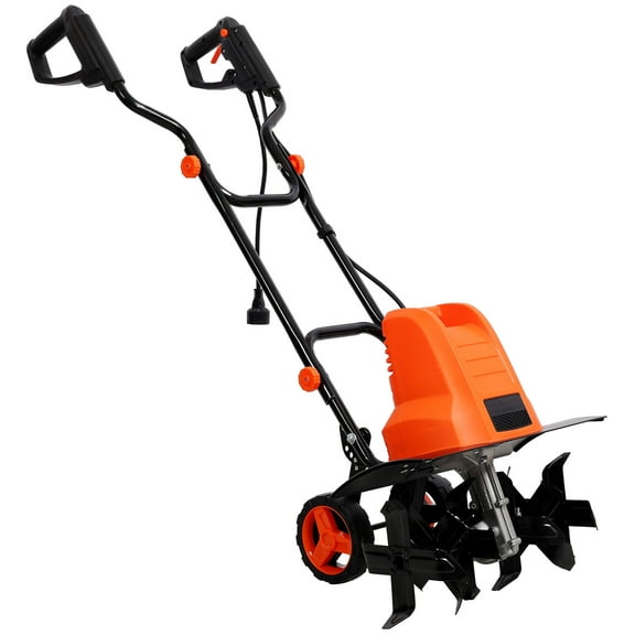 CQSXDA 13.5AMP Electric Tiller, Heavy-Duty 18-Inch Width, 9-Inch Depth, 24 Steel Tines for Efficient Soil Cultivation