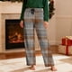 thumbnail image 5 of Pantalones de pijama largos para hombre, informales, con estampado a cuadros, holgados, deportivos, elásticos, rectos, vintage, con bolsillos, 5 of 9