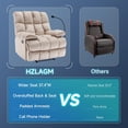 thumbnail image 5 of Alwalue Manual Oversized Recliner Chair Velvet Reclining Chairs Soft Overstuffed Arms and Back for Home Theater Living Room Bedroom - Beige, 5 of 7