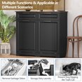 thumbnail image 6 of Double Tilt Out Trash Can Cabinet with Deodorizing Function & Charging Station, 2 x 10 Gallon Hidden Laundry Hamper Cabinet with Storage Drawers, Garbage Can Holder for Kitchen, Bathroom, Black, 6 of 16