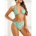 thumbnail image 2 of DARING DIVA Women's Water Ripple Bikini Sets, 2 Pieces High Waist Swimwear L Green, 2 of 6