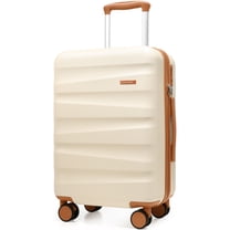 MIUSSE 20 inch Carry On Luggage Airline Approved 100% PC Lightweight Hard Shell Suitcase with Spinner Wheels and TSA Lock, Beige