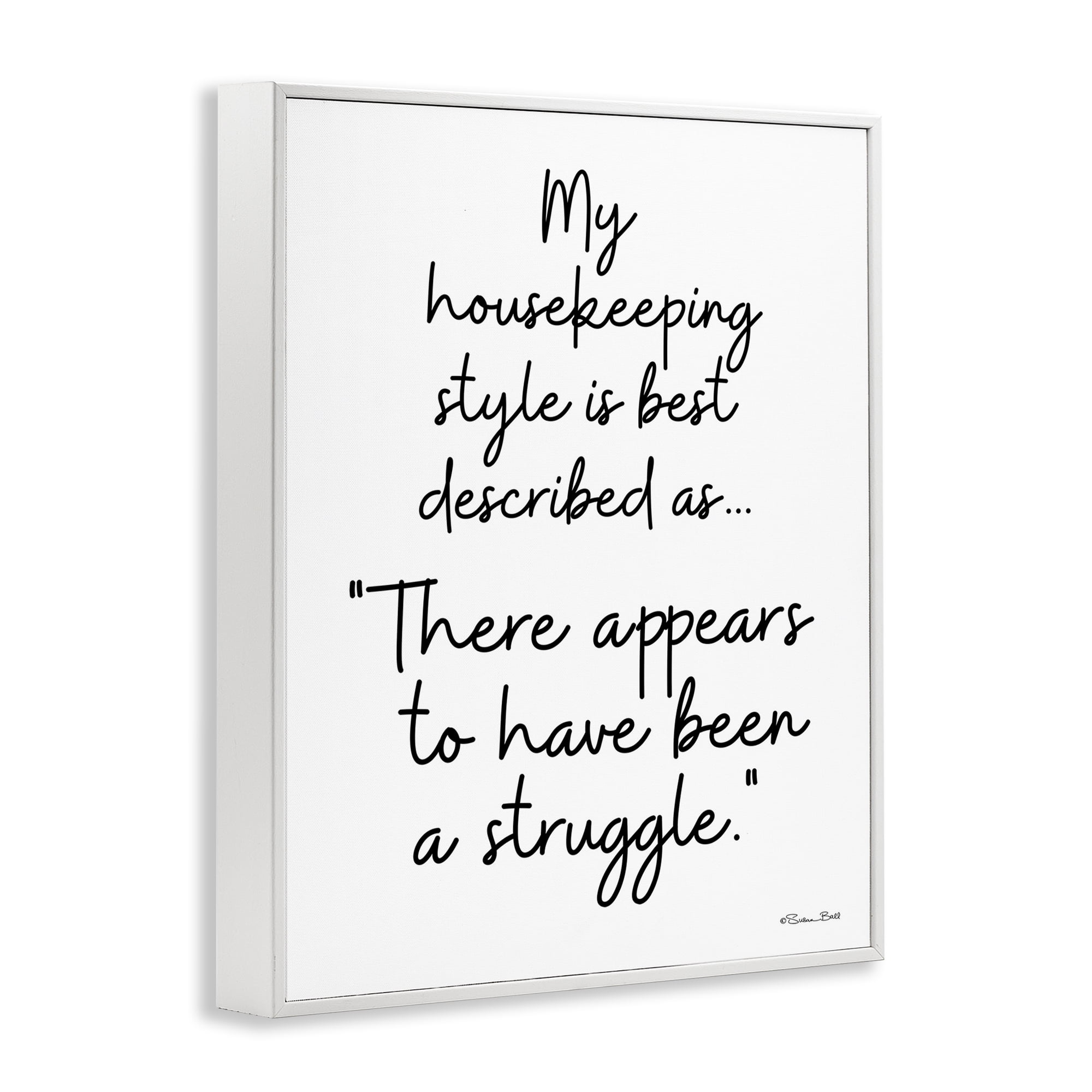 Stupell Industries Funny Housekeeping Struggle Novelty Painting White Framed Art Print Wall Art, 16 x 20