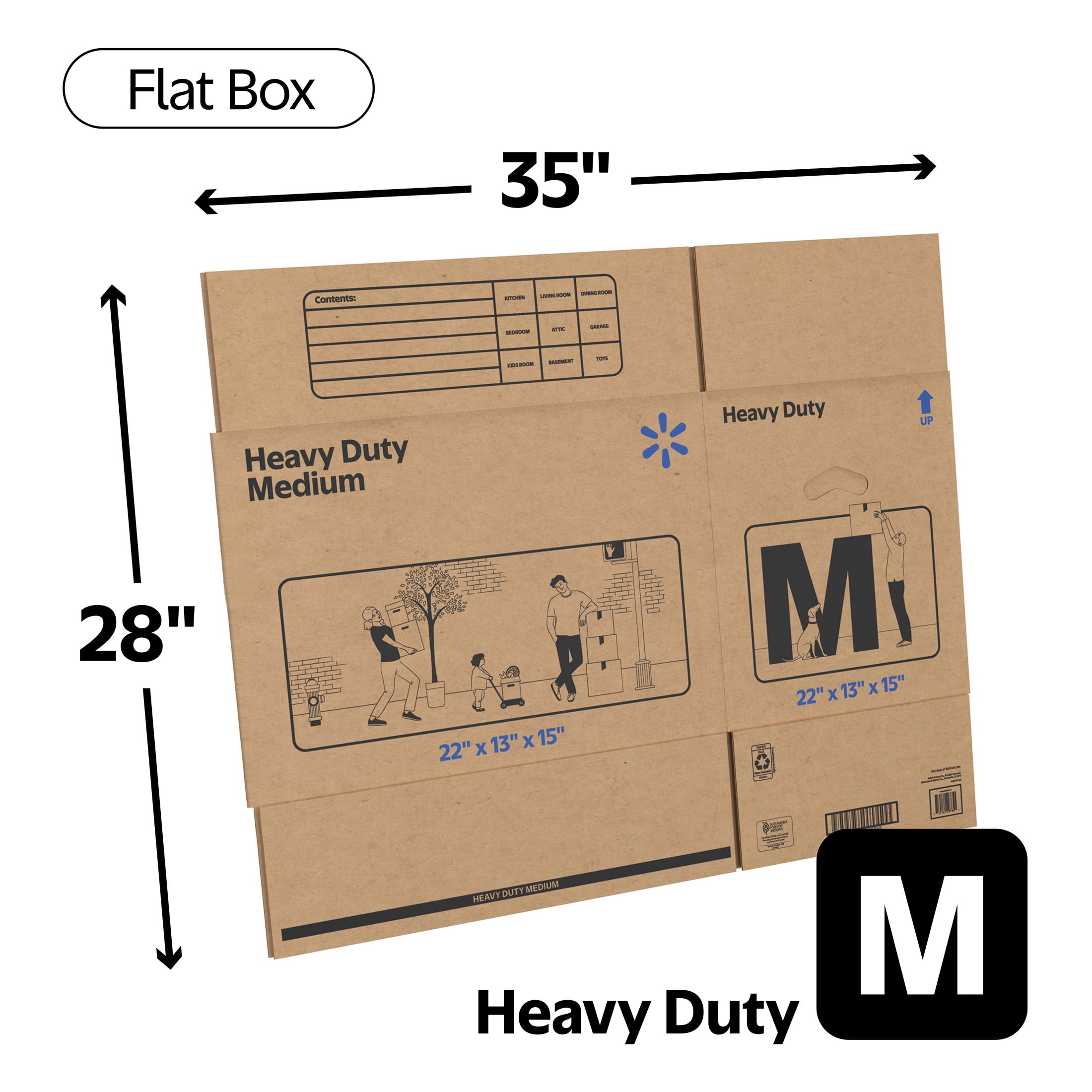 Walmart 22X13X15 Medium Heavy Duty Boxes, 135-CT Pallet