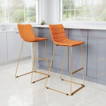 Adele Barstool Orange & Gold Barstool, Modern Style, Soft and smooth velvet fabric, Plywood, Indoor Bar
