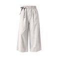 thumbnail image 5 of Kaemgyyd Wide Leg Pants Casual Wide Leg Capris Pants Side Bow High Waist Trousers Vacation Cropped Clothes（White,X-Large）, 5 of 6