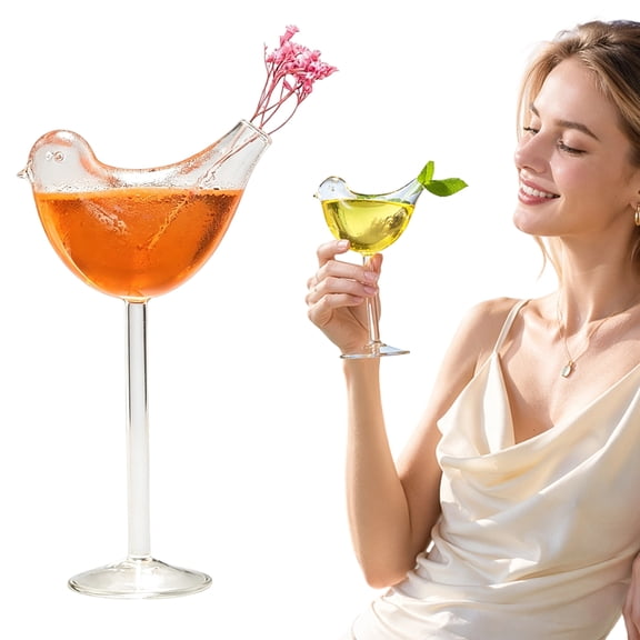 Bird Bam Glasses, Bird Shaped Glass Wine Glass, Creative Birds Cocktail Glass, Funny Clear Crystal Glasses, for Champagne, Mixed Drinks, Party, Wedding
