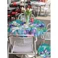 thumbnail image 5 of Outdoor Tablecloth with Umbrella Hole for Patio/Picnic/Party/Camping, Hello Spring Waterproof Table Cloth Round Cover Washable, Pastoral Purple Bottle Floral Dark Green Wood (Dia 60"), 5 of 8