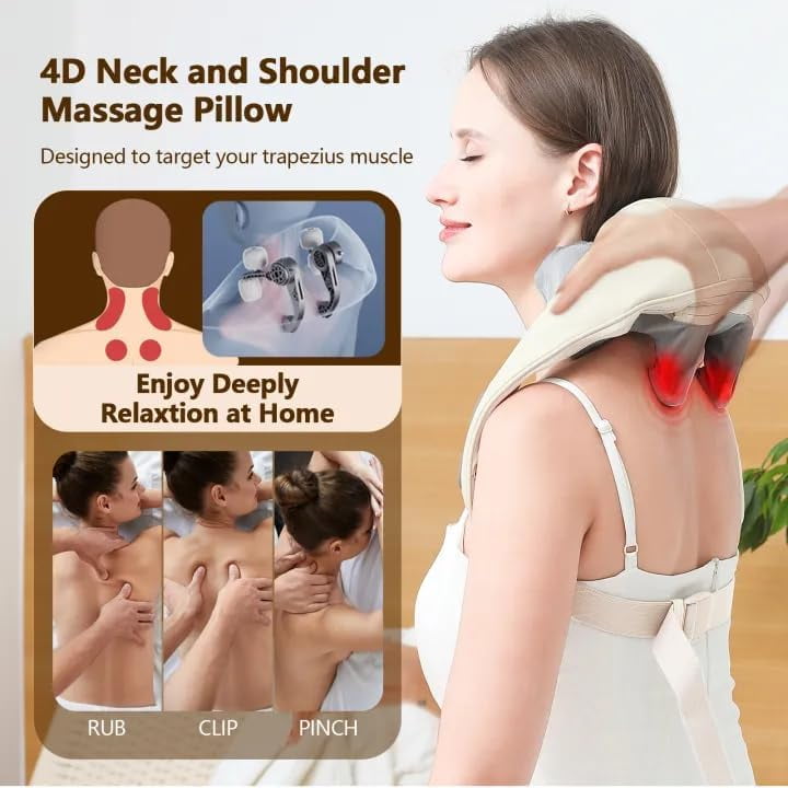 Cordless Electric Rechargeable Shiatsu Back Shoulder and Neck Massager for Pain with Heat, Corporate Employee Appreciation Gifts for Men, Women