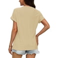 thumbnail image 4 of TODOZO T Shirts for Women Loose Fit Casual Lightweight Soft Basic Tees Womens Summer Tops Women Loose V Neck Short Sleeve Tops Casual Pure Color Lace Summer Shirts Blouse Khaki Xxl, 4 of 7