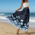 thumbnail image 6 of LWavelet Women Patchwork Floral Print Tiered Maxi Skirt Elastic Waist With Pockets Casual Long Skirt Dark Blue XL, 6 of 6