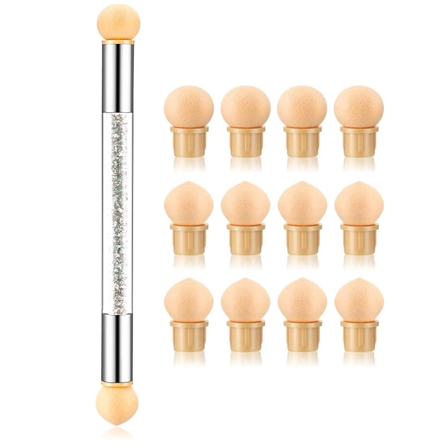 DANNEASY-Bolígrafo de esponjas para uñas de doble punta, 12 Uds., cabezal de esponja, Gel acrílico UV, pincel de sombreado degradado para uñas, herramientas de manicura de diseño ombré, 1 ud.
