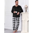 thumbnail image 5 of MINTREUS Mens Flannel Pajamas Set 2 Piece Long Sleeve Pjs Pijama Fleece Winter Henley Neck Lounge Sets Sleepwear with Pockets, 5 of 9